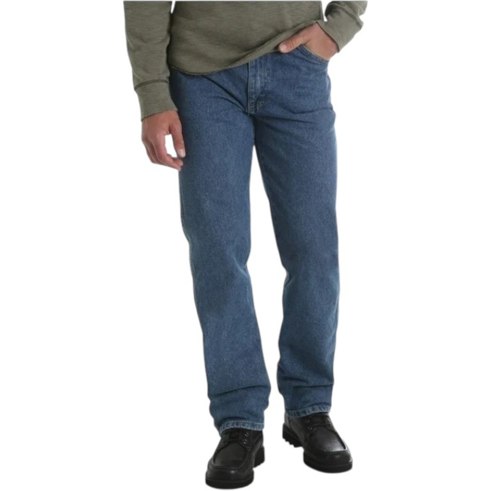 NWT Rustler by Wrangler Men’s Straight Leg Jeans 38x29 Medium Wash 100% Cotton - Picture 3 of 8